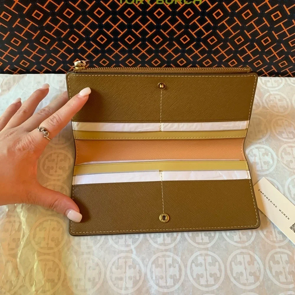 Tory Burch Walker Printed Zip Slim Wallet Ditsy Borders Floral